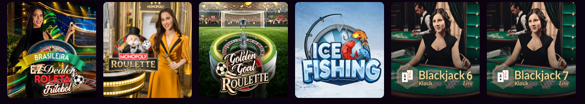Zona de juegos de casino y mesas en directo de iWild Casino